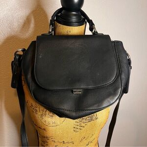 Chelsea28 Black Faux Leather Crossbody Flap Purse Handbag Shoulder Bag